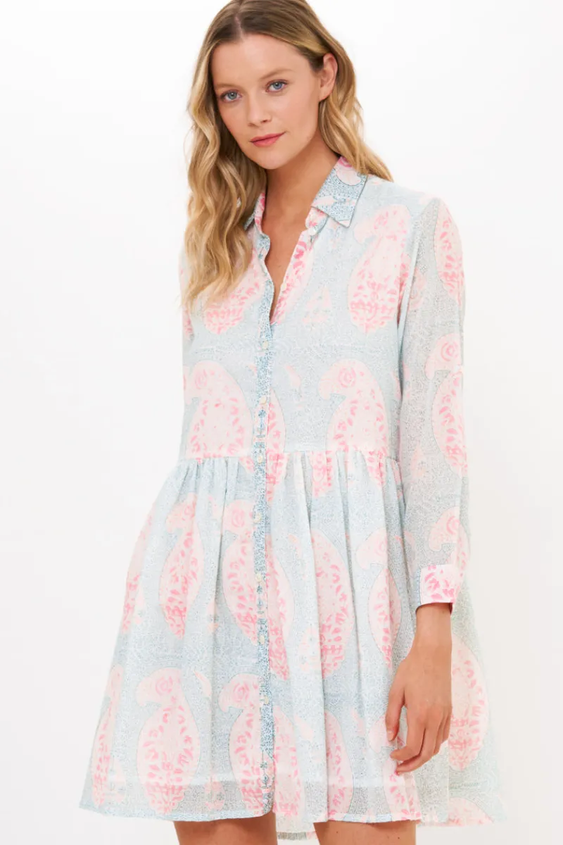 Oliphant Long Sleeve Shirt Dress Mini- Samode Green