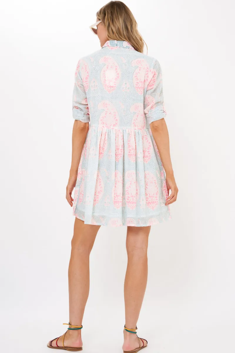 Oliphant Long Sleeve Shirt Dress Mini- Samode Green