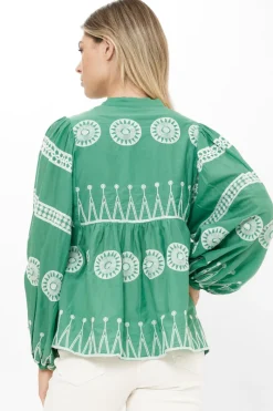 Oliphant Mandarin Balloon Top- Soleil Sage