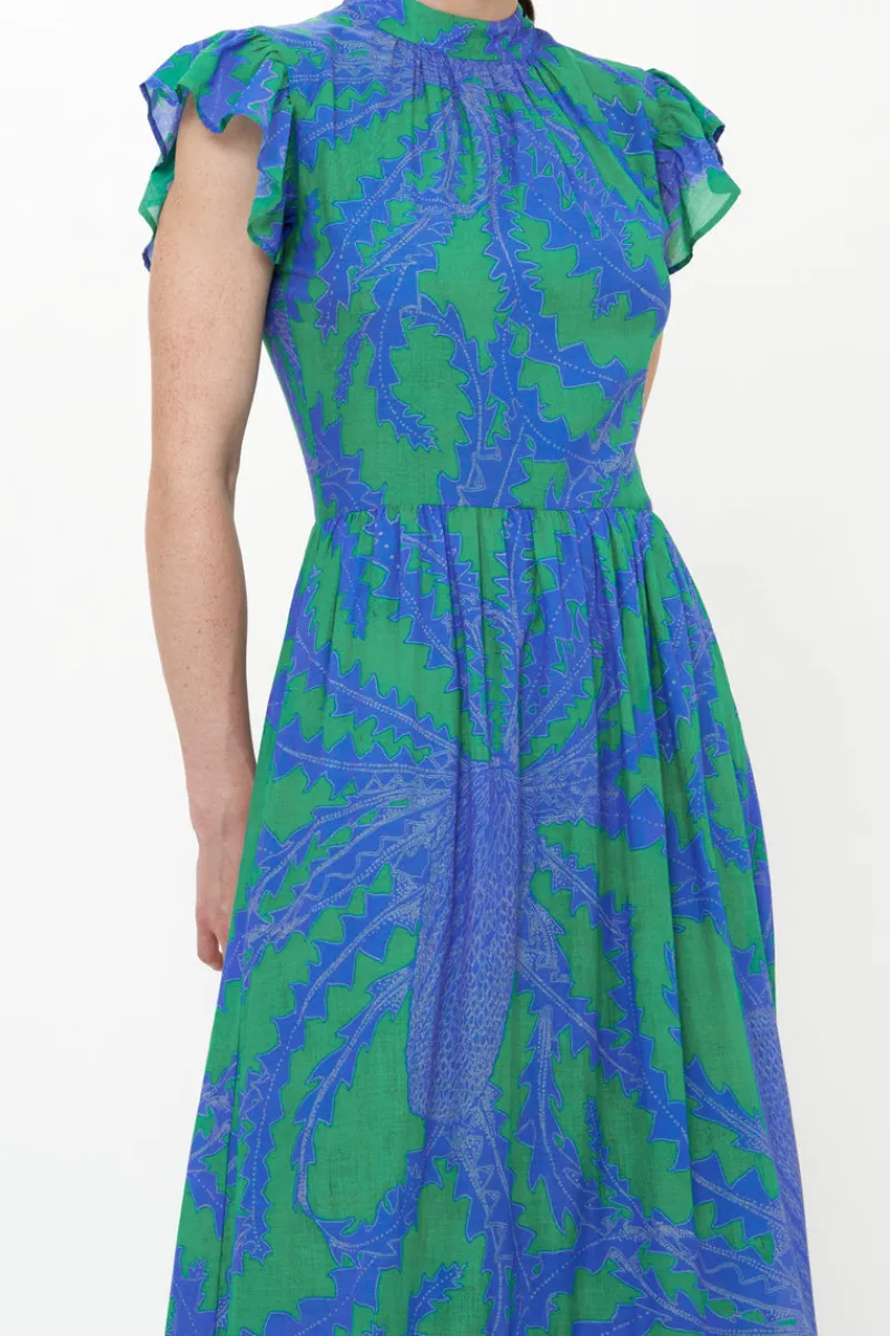 Oliphant Mock Neck Flutter Maxi- Thistle Green
