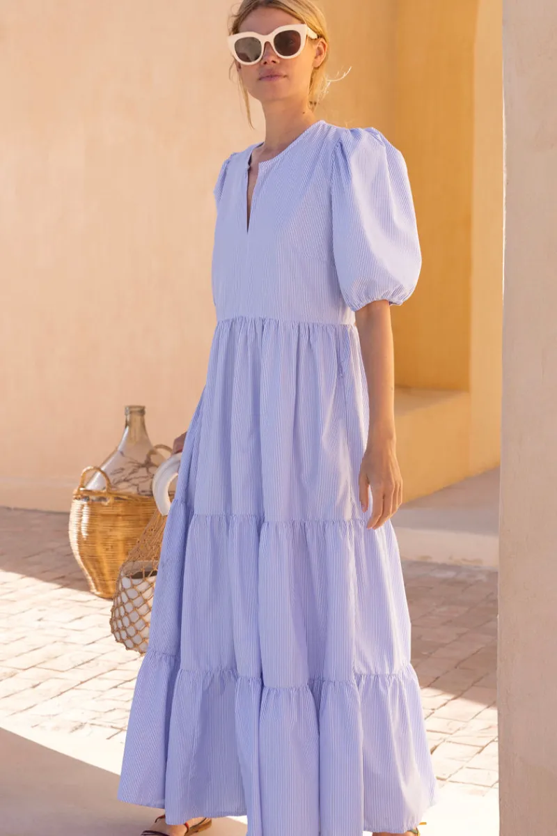 Oliphant Puff Sleeve Maxi- Chatham Blue