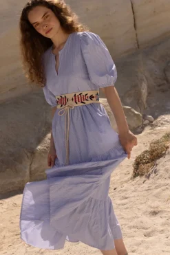 Oliphant Puff Sleeve Maxi- Chatham Blue