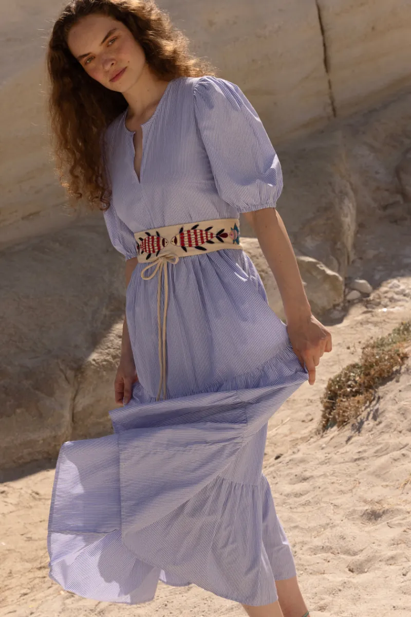 Oliphant Puff Sleeve Maxi- Chatham Blue