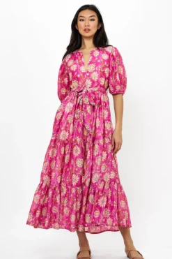 Oliphant Puff Sleeve Maxi- Presidio Magenta