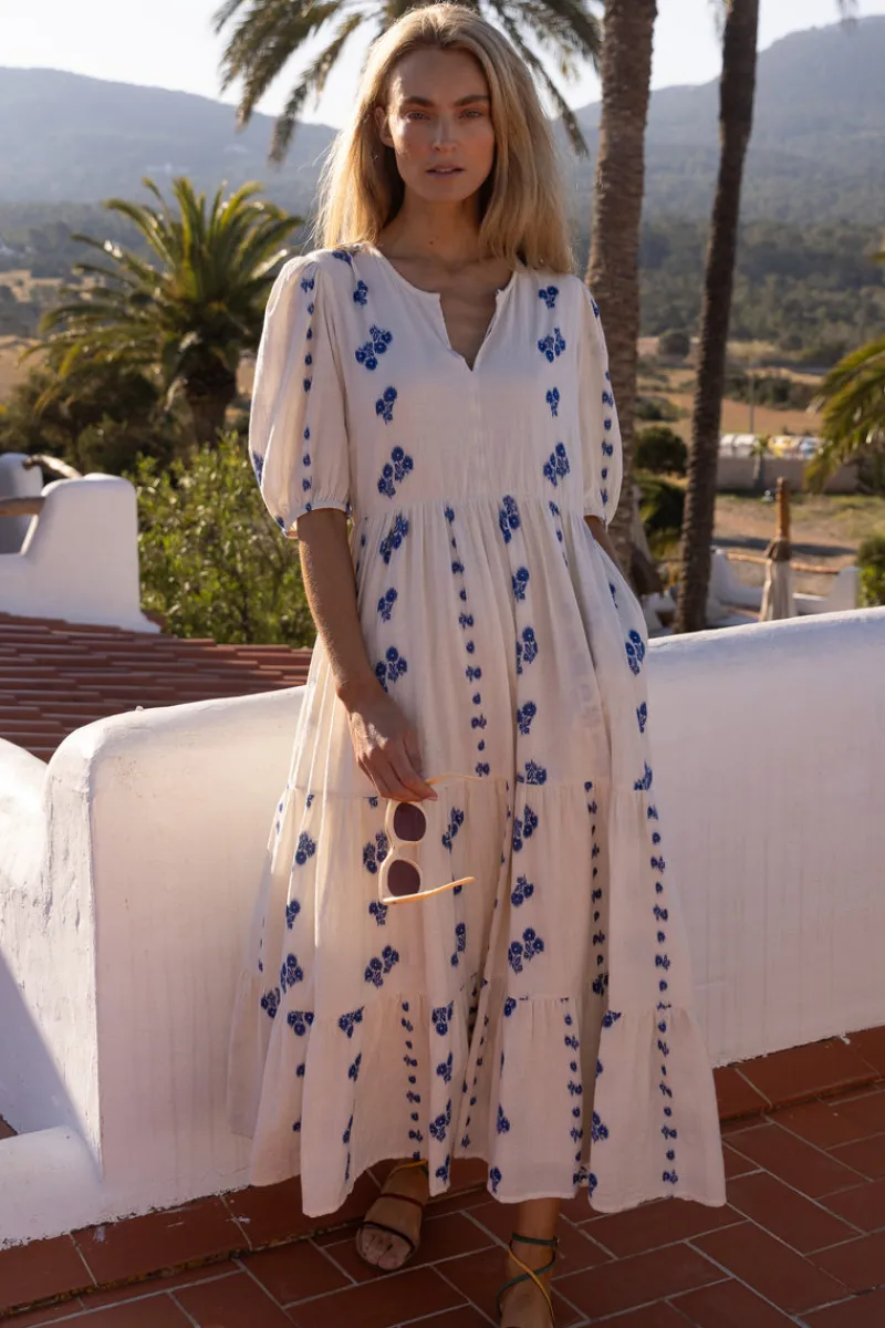 Oliphant Puff Sleeve Maxi- Wicklow Blue