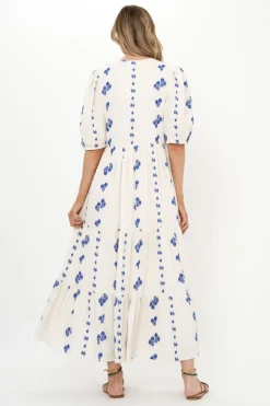 Oliphant Puff Sleeve Maxi- Wicklow Blue