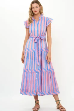 Oliphant Ruffle Collar Button Maxi- Cabana Pink