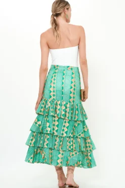 Oliphant Ruffle Maxi Skirt- Ascot Teal