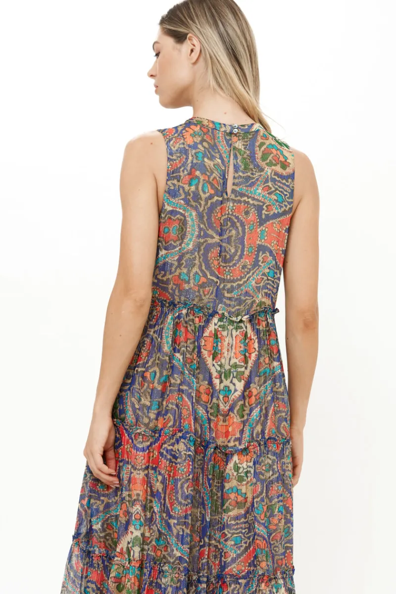 Oliphant Ruffle Tiered Maxi- Persia Cobalt