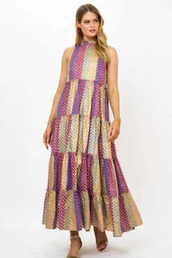 Oliphant Ruffle Tiered Maxi- Torino Blue