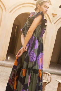 Oliphant Scallop Pintuck Maxi- Bergen Olive