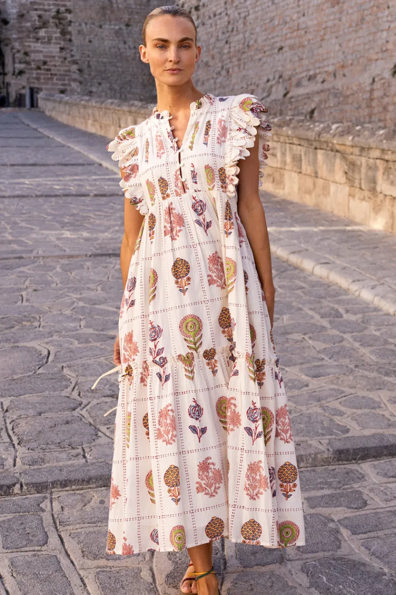 Oliphant Scallop Pintuck Maxi- Taormina Cream