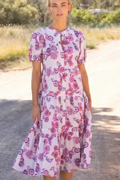 Oliphant Scoop Tiered Midi- Pretoria Pink