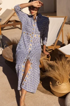 Oliphant Shirt Dress Maxi- Veranda Blue