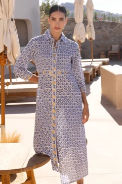Oliphant Shirt Dress Maxi- Veranda Blue
