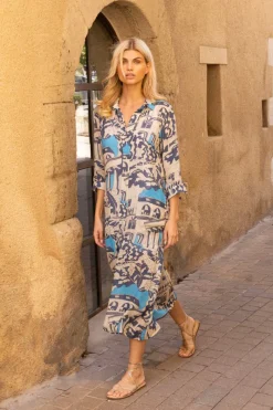 Oliphant Shirt Dress Midi- Roma Blue