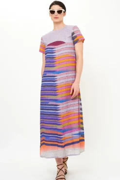 Oliphant Short Sleeve Shift Maxi- Solstice Blue