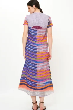 Oliphant Short Sleeve Shift Maxi- Solstice Blue