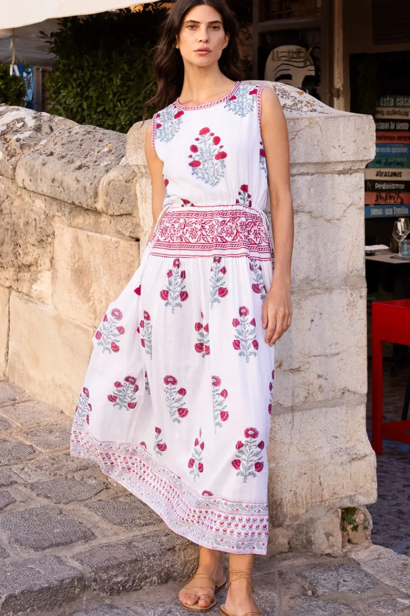Oliphant Sleeveless Piped Maxi- Napa Red