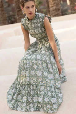 Oliphant Sleeveless Smocked Maxi- Ivy Olive
