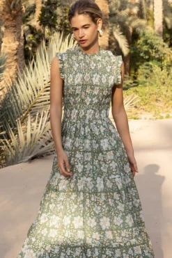 Oliphant Sleeveless Smocked Maxi- Ivy Olive