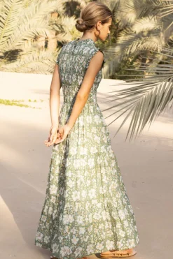 Oliphant Sleeveless Smocked Maxi- Ivy Olive