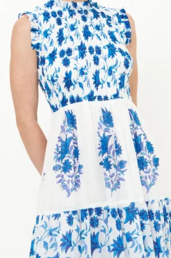 Oliphant Sleeveless Smocked Maxi- Marion Blue