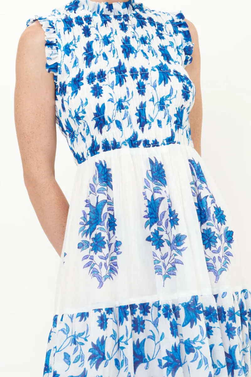 Oliphant Sleeveless Smocked Maxi- Marion Blue