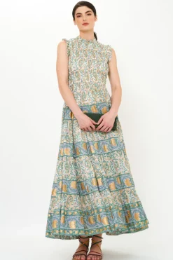Oliphant Sleeveless Smocked Maxi- Marseille Green