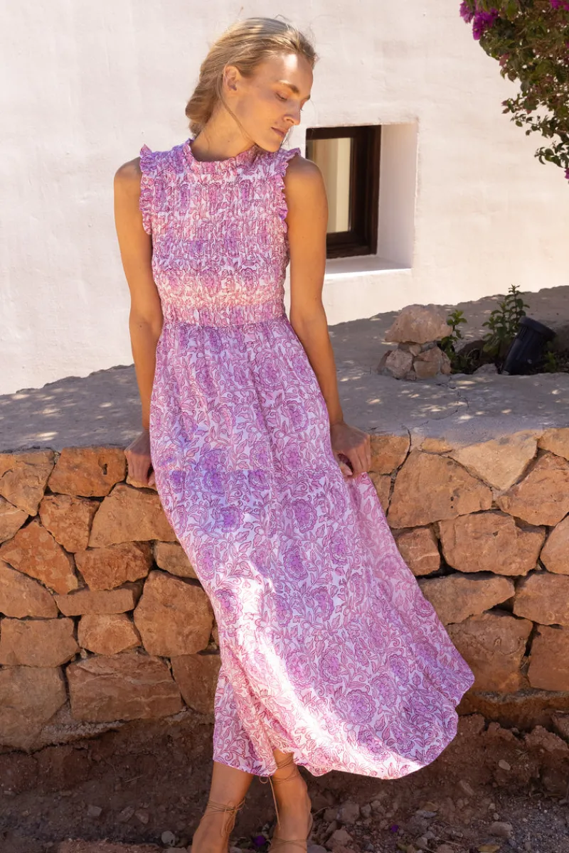 Oliphant Sleeveless Smocked Maxi- Malta Pink