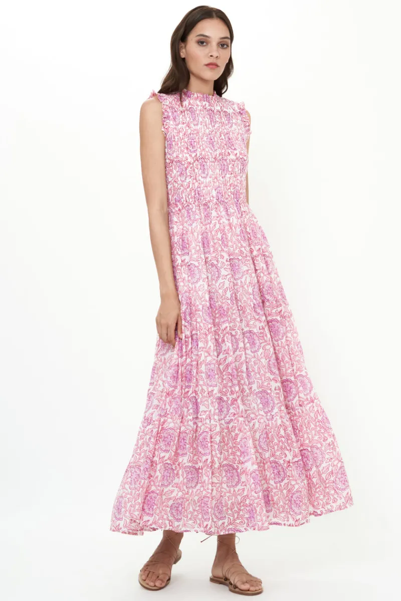Oliphant Sleeveless Smocked Maxi- Malta Pink