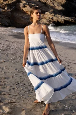 Oliphant Smocked Back Maxi- Pacifica Blue