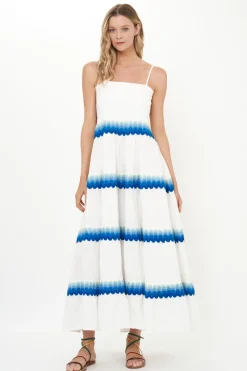 Oliphant Smocked Back Maxi- Pacifica Blue