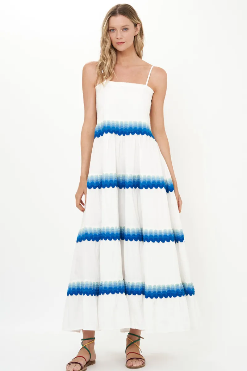 Oliphant Smocked Back Maxi- Pacifica Blue