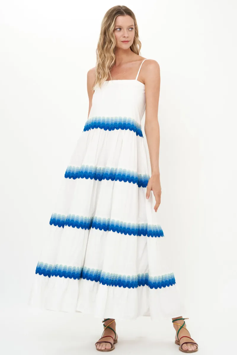 Oliphant Smocked Back Maxi- Pacifica Blue