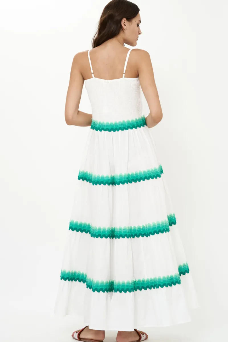 Oliphant Smocked Back Maxi- Pacifica Aqua