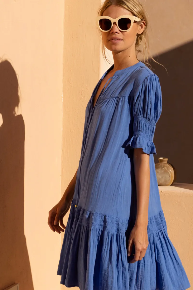 Oliphant Smocked Drop Mini- Bermuda Blue
