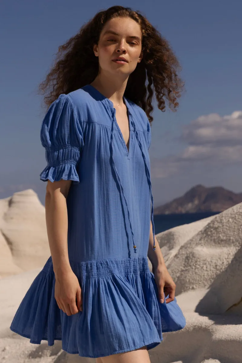 Oliphant Smocked Drop Mini- Bermuda Blue