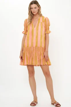 Oliphant Smocked Drop Mini- Cabana Coral