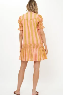 Oliphant Smocked Drop Mini- Cabana Coral