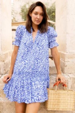 Oliphant Smocked Drop Mini- Cypress Blue