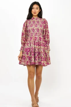 Oliphant Smocked Flirty 3/4 Sleeve- Matera Pink