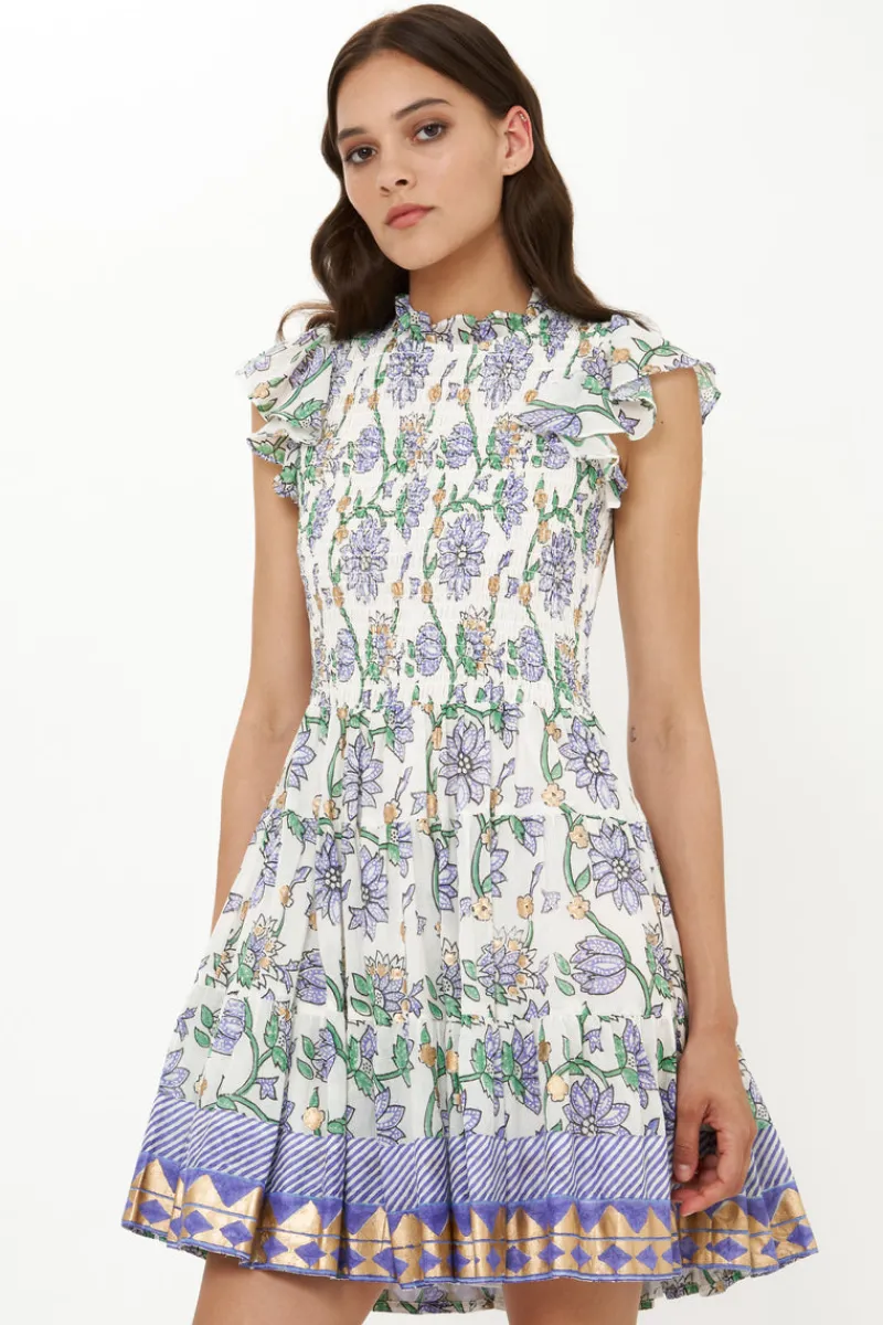 Oliphant Smocked Flirty Short- Presidio Blue