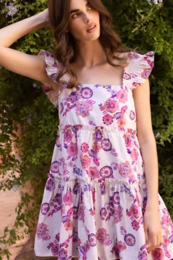 Oliphant Smocked Square Neck Mini- Pretoria Pink