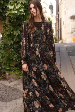 Oliphant Smocked Top Maxi- Turin Wine