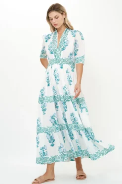 Oliphant V-Neck Cuffed Maxi- Salvia Green