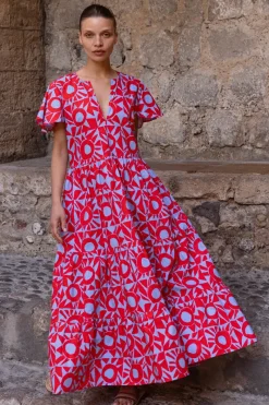 Oliphant V-Neck Maxi- Eclipse Red