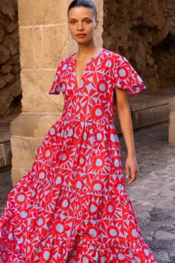 Oliphant V-Neck Maxi- Eclipse Red