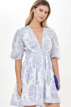 Oliphant V-Neck Puff Mini- Amadora Blue