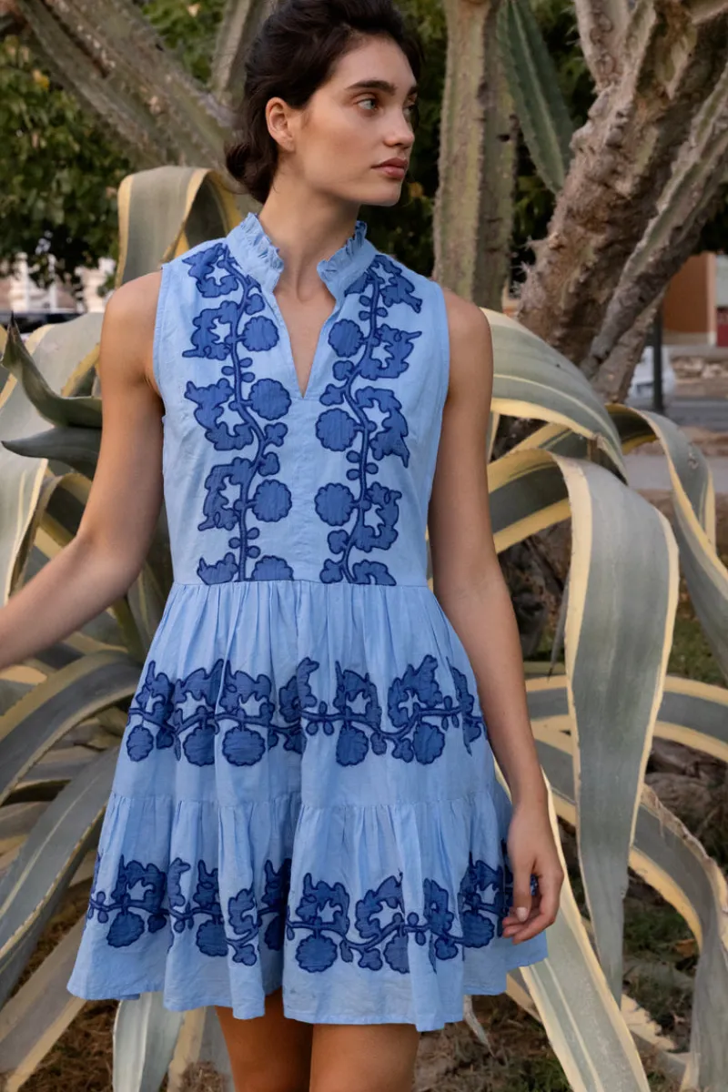 Oliphant Yoke Dress- Tangier Blue